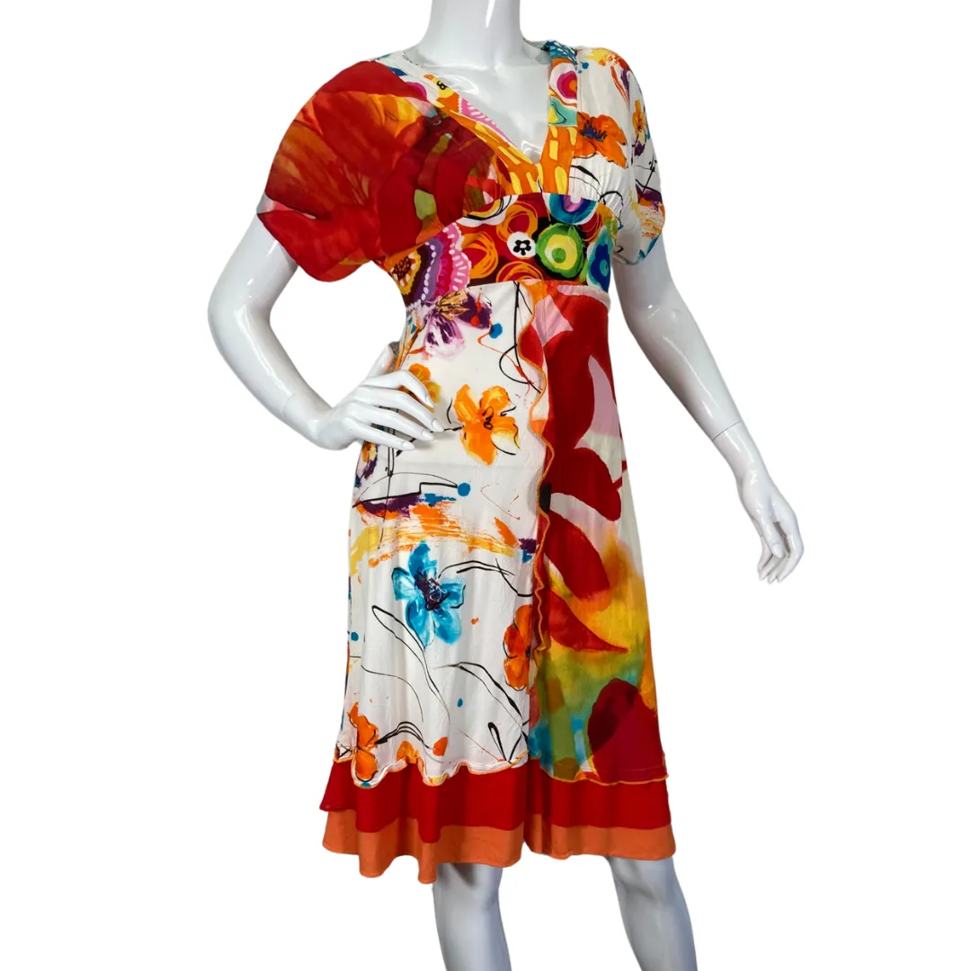 Jam's World Abstract Colorful Dress with V Neckline