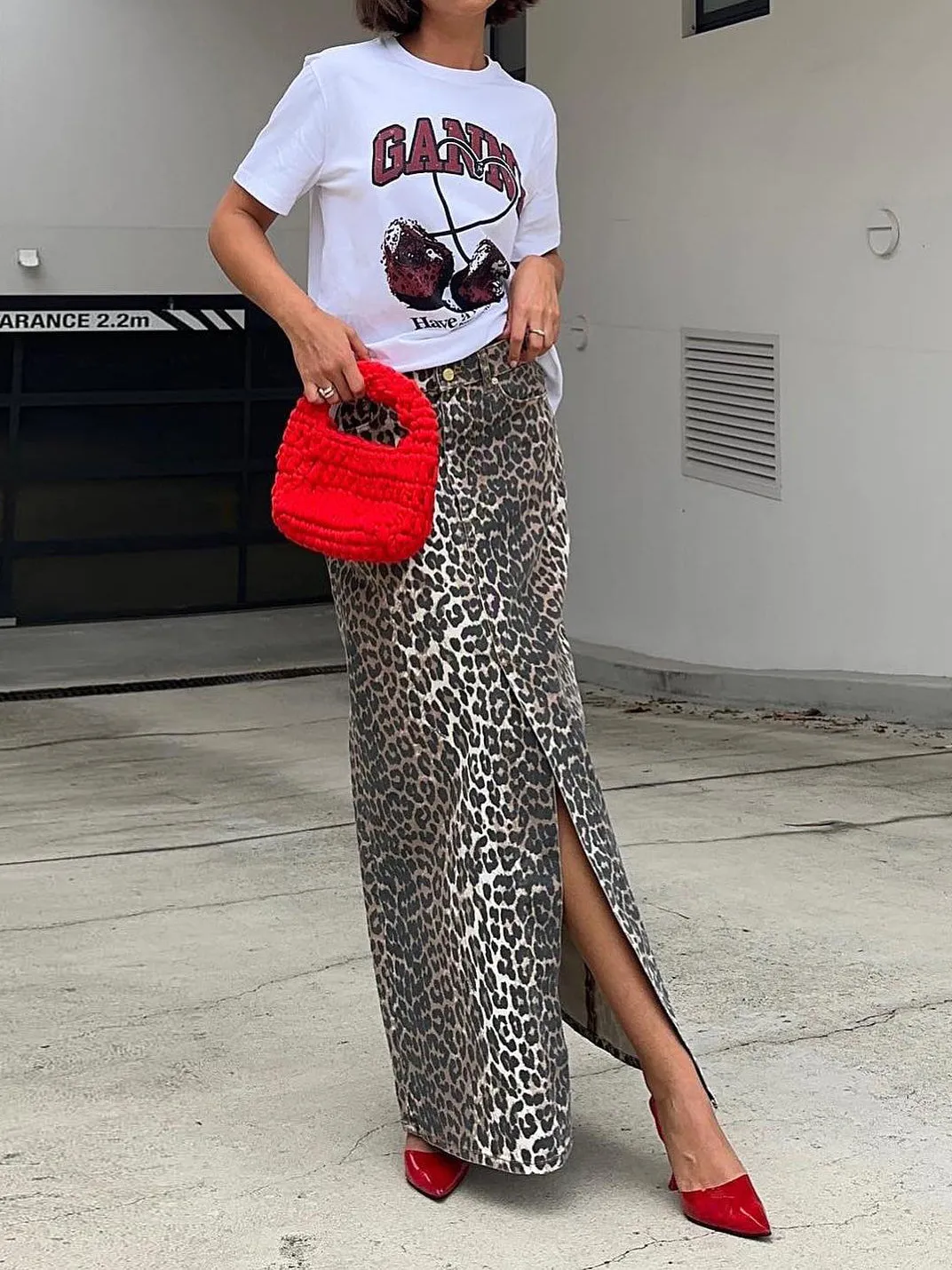 Leopard Straight Slit Maxi Skirt