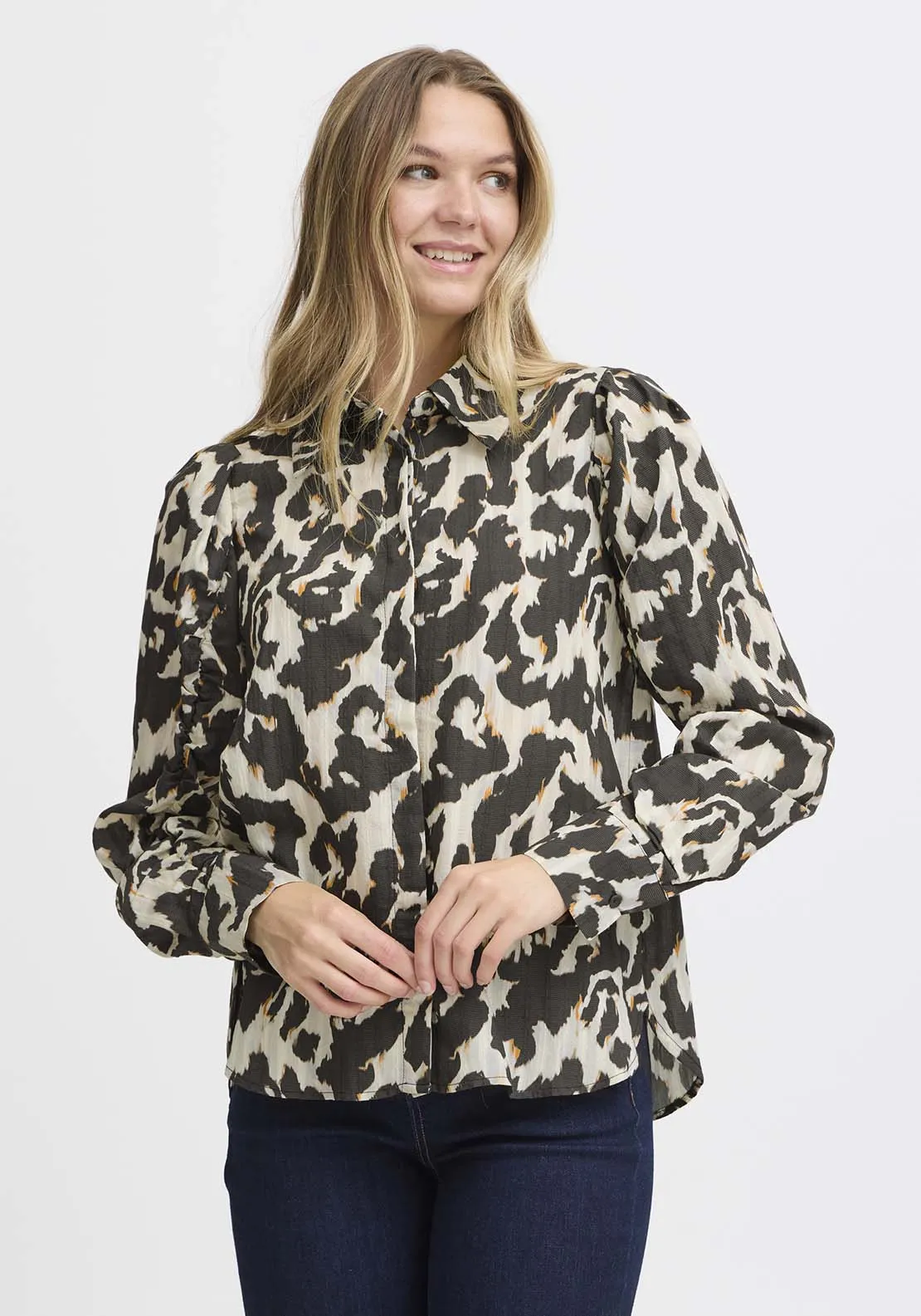 Long Sleeve Blouse - Black Aop Ao24 02e