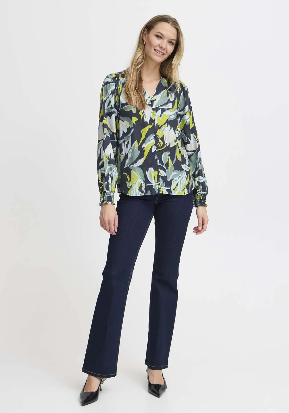 Long Sleeve Blouse - Navy Blazer Aop Ao24 02b