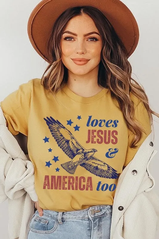 Loves Jesus and America Too Graphic T Shirts