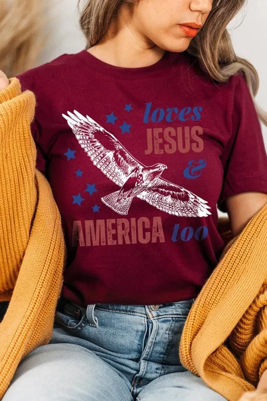 Loves Jesus and America Too Graphic T Shirts