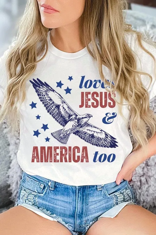 Loves Jesus and America Too Graphic T Shirts