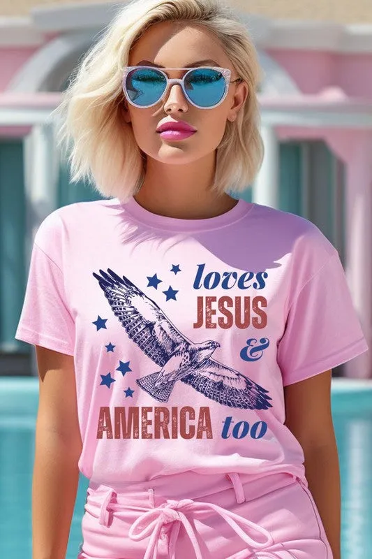 Loves Jesus and America Too Graphic T Shirts