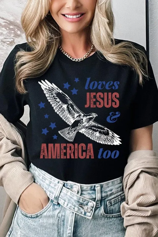 Loves Jesus and America Too Graphic T Shirts