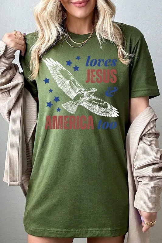 Loves Jesus and America Too Graphic T Shirts