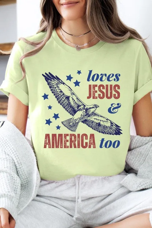 Loves Jesus and America Too Graphic T Shirts