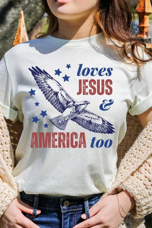 Loves Jesus and America Too Graphic T Shirts