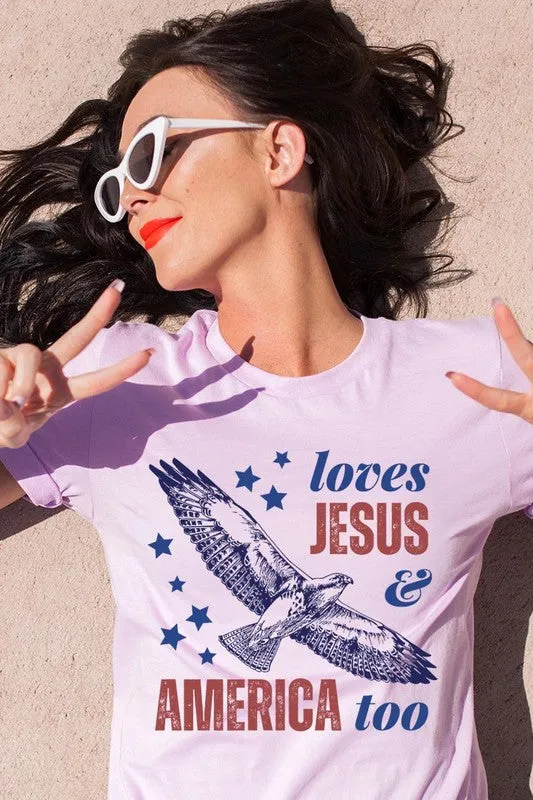 Loves Jesus and America Too Graphic T Shirts