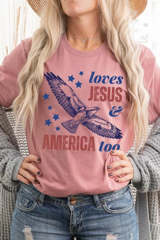 Loves Jesus and America Too Graphic T Shirts