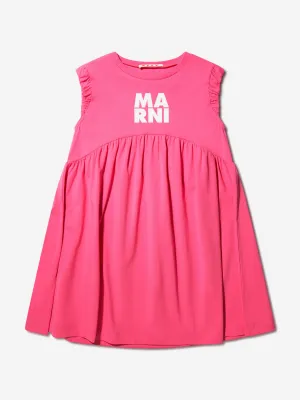 MARNI Girls Sleeveless Logo Dress in Pink