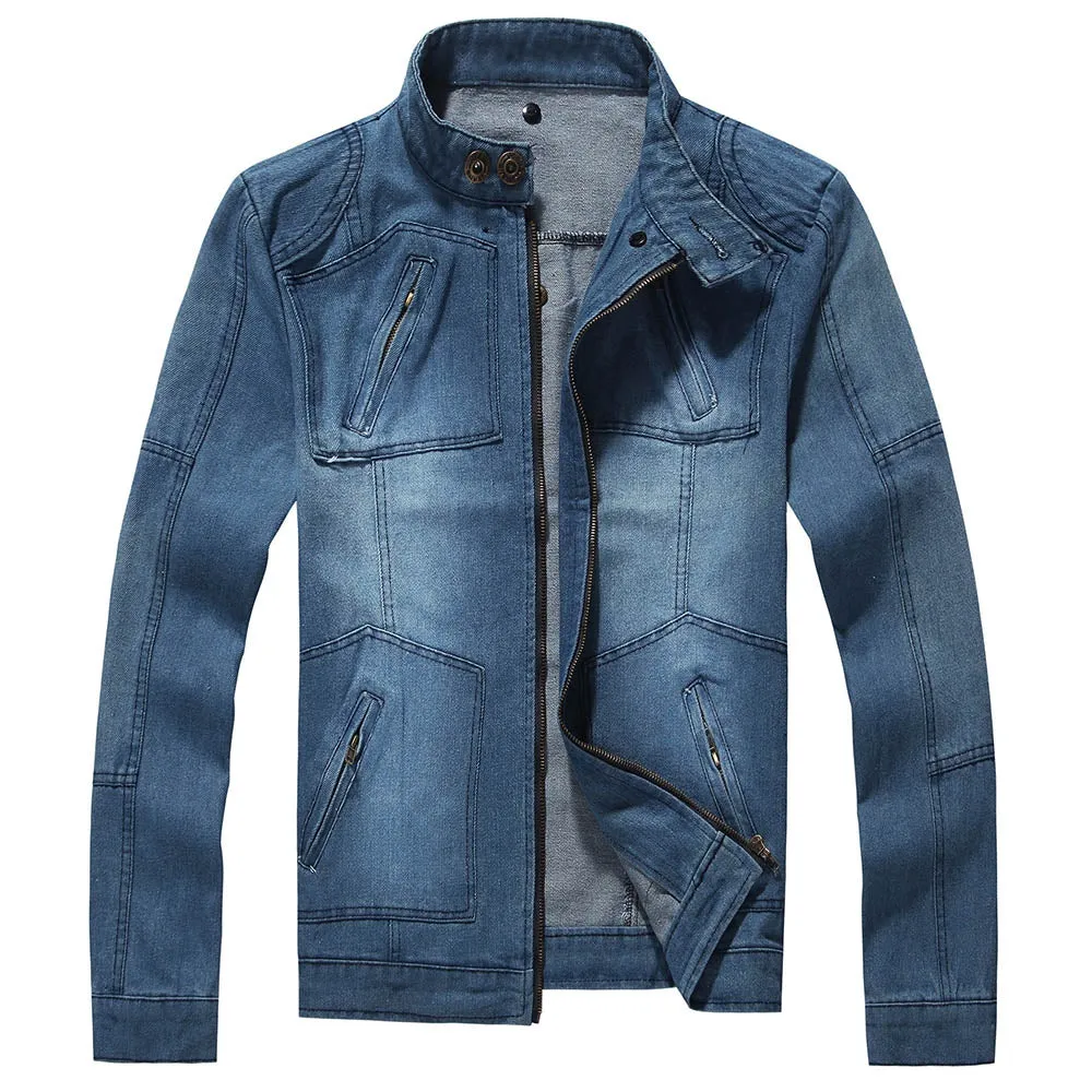 Men's Fashion Stylish Hooded Long Sleeve Pocket Denim Jacket