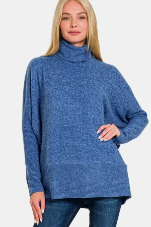 Mia Brushed Melange Hacci Turtleneck Sweater