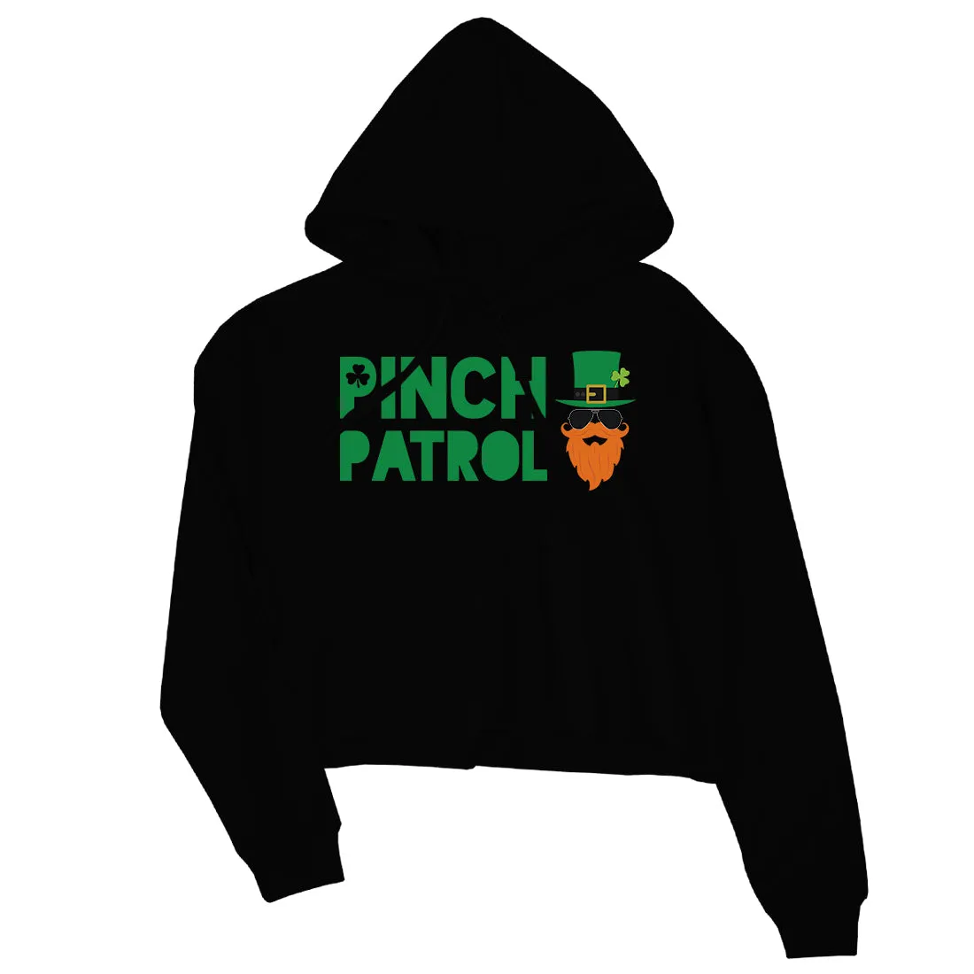 Pinch Patrol Leprechaun Womens Crop Hoodie St Paddy's Day Shirt