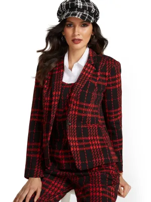 Plaid One-Button Jacket - Superflex