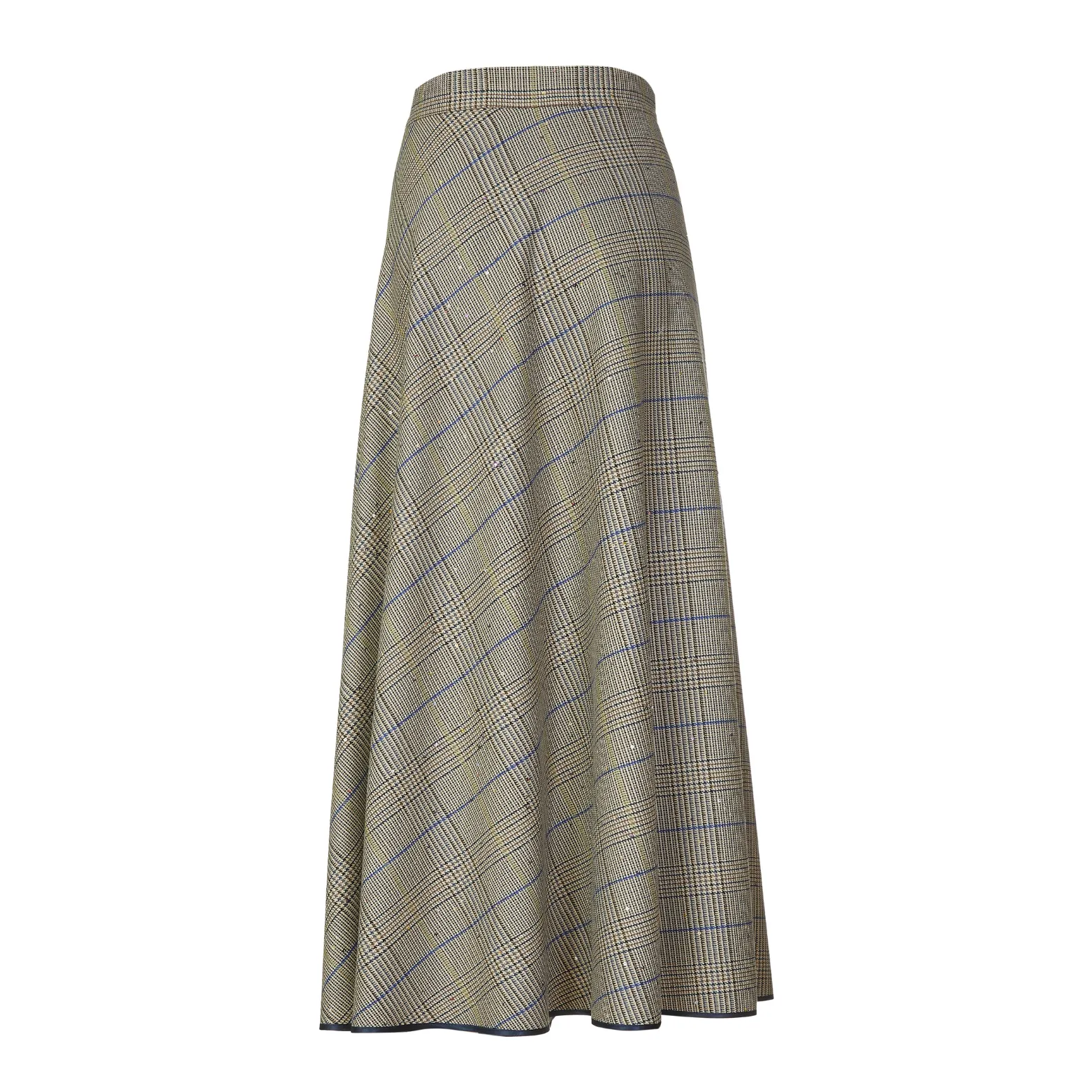 Plaid Sequins Midi Skirt - Taupe   Navy