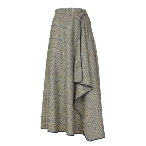 Plaid Sequins Midi Skirt - Taupe   Navy