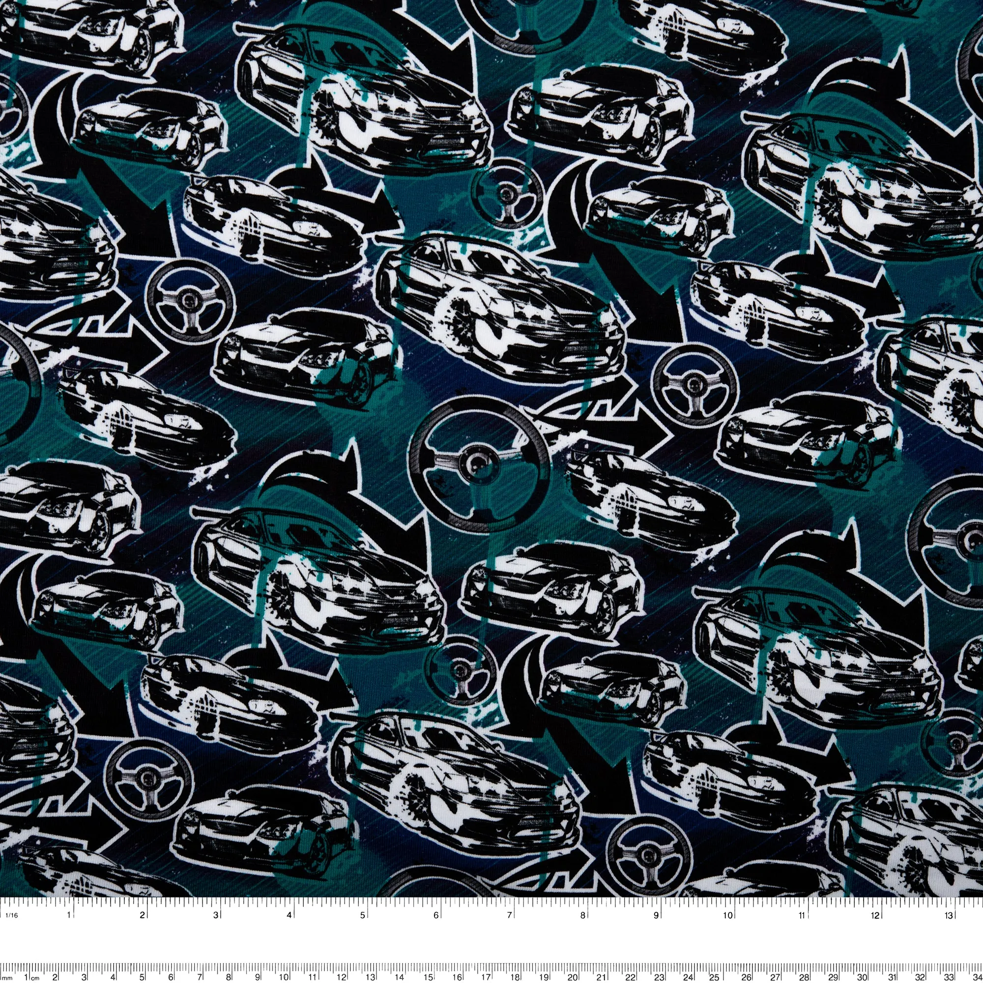 Printed Knit - FAST AND FURIOUS - Cars / Stering - Blue