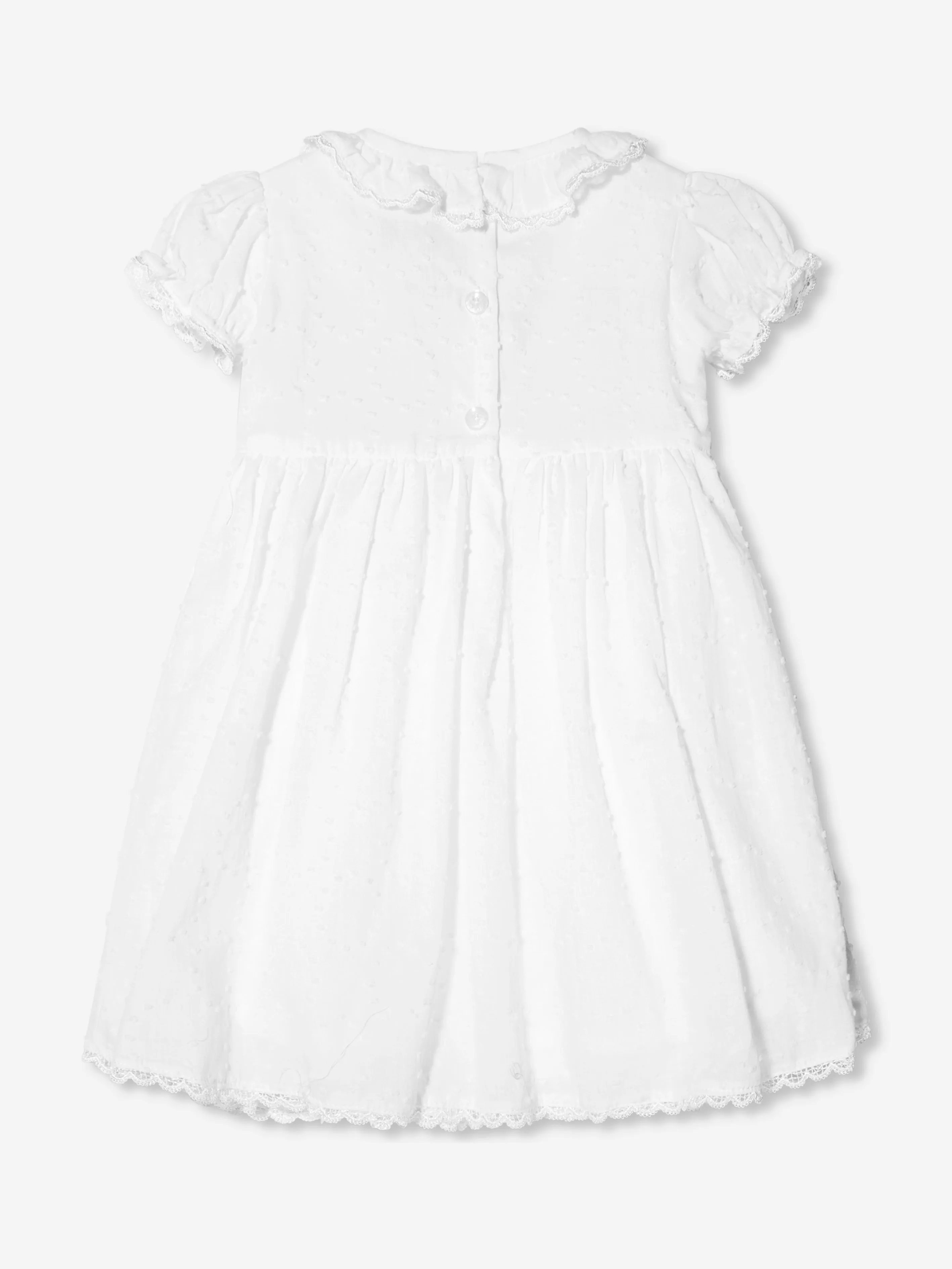 Rachel Riley Baby Girls Swiss Dot Smocked Dress And Bloomers in Ivory