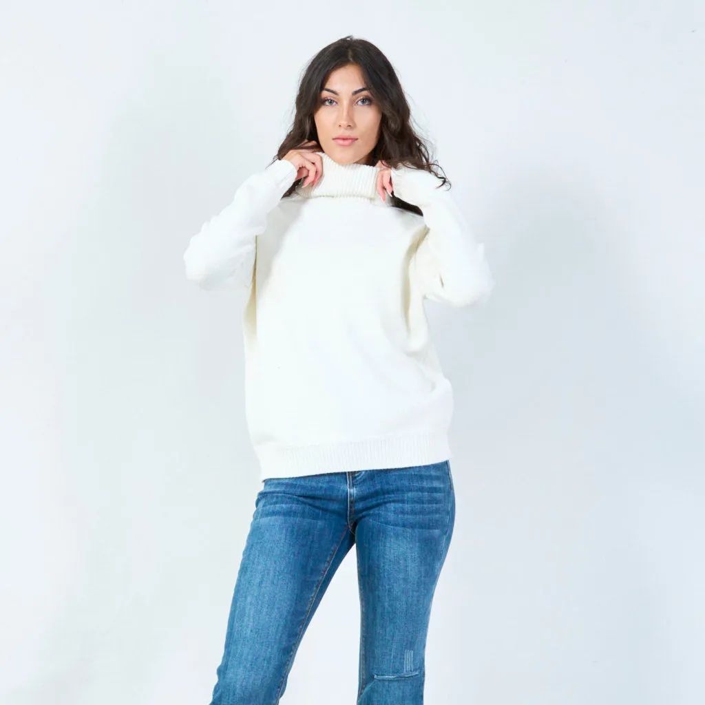 Ribbed funnel neck sweater wholesale