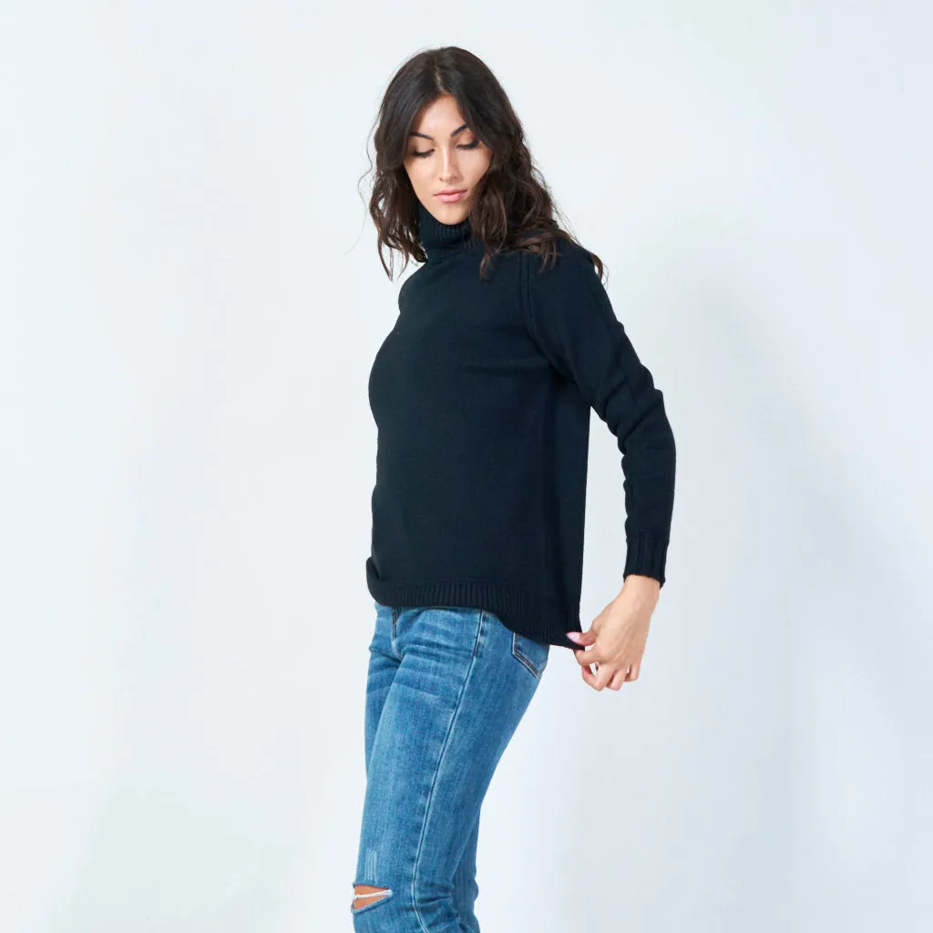 Ribbed funnel neck sweater wholesale