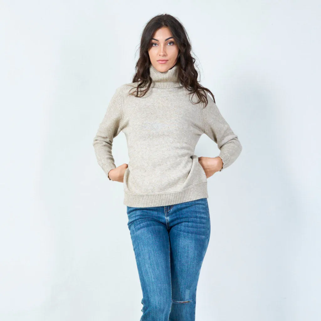 Ribbed funnel neck sweater wholesale