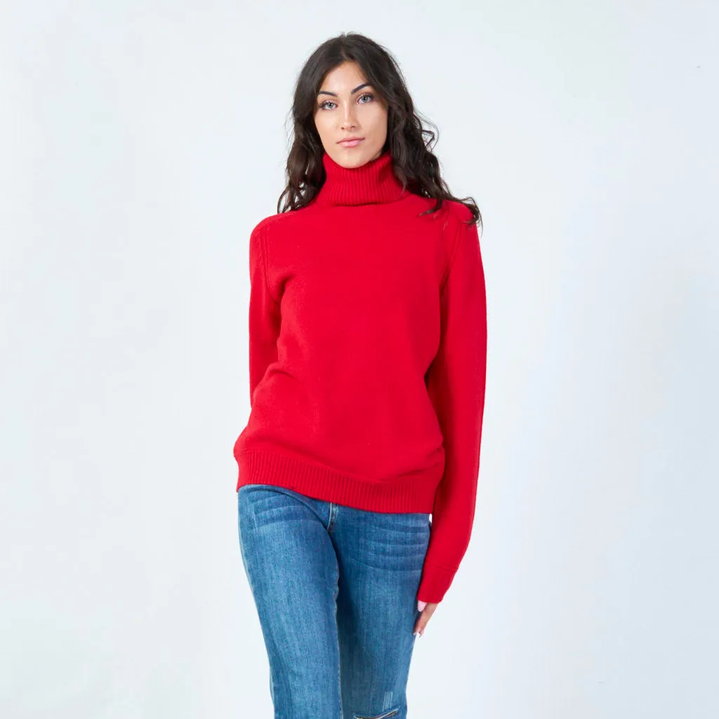 Ribbed funnel neck sweater wholesale