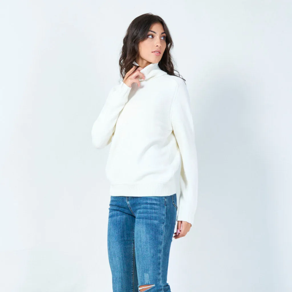 Ribbed funnel neck sweater wholesale