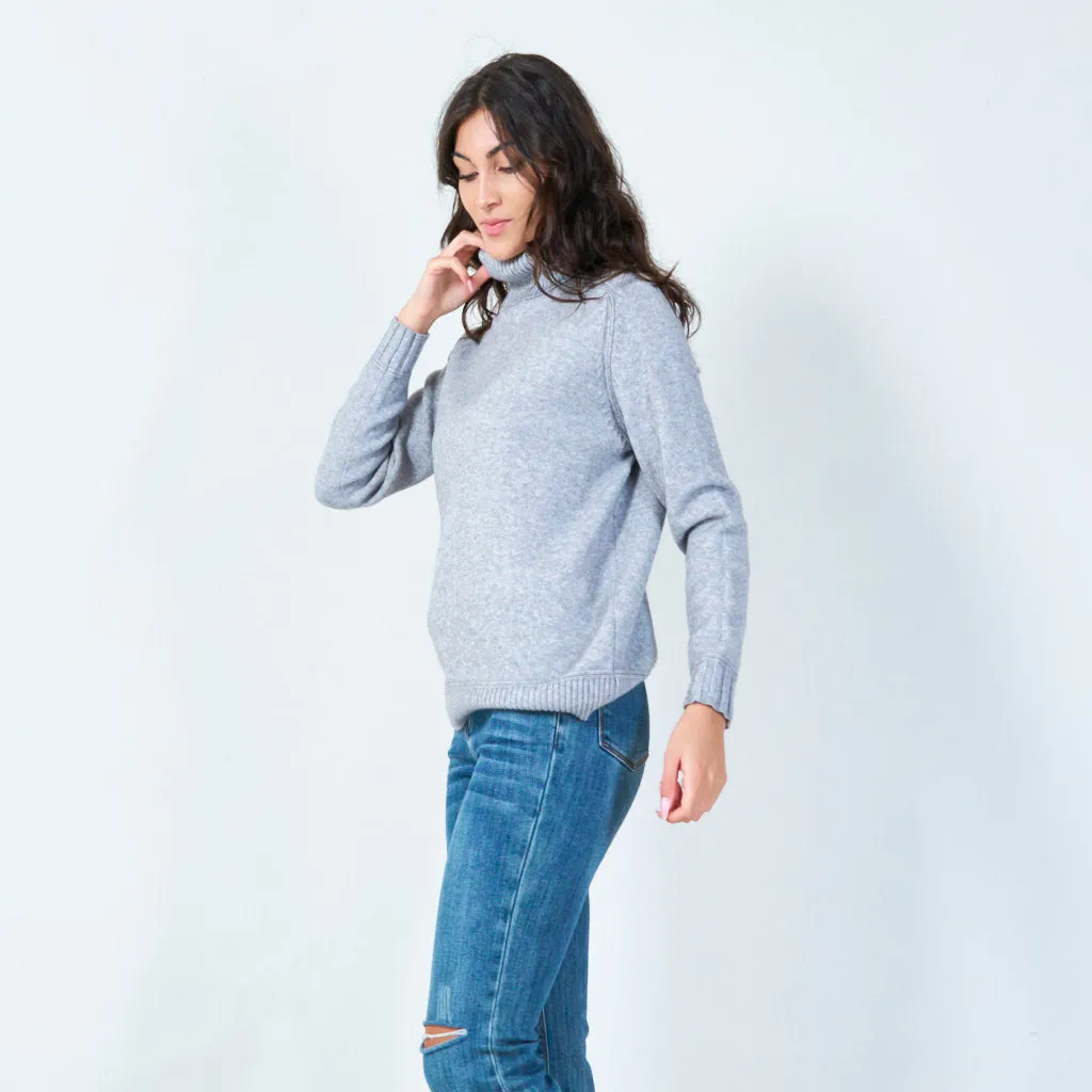 Ribbed funnel neck sweater wholesale