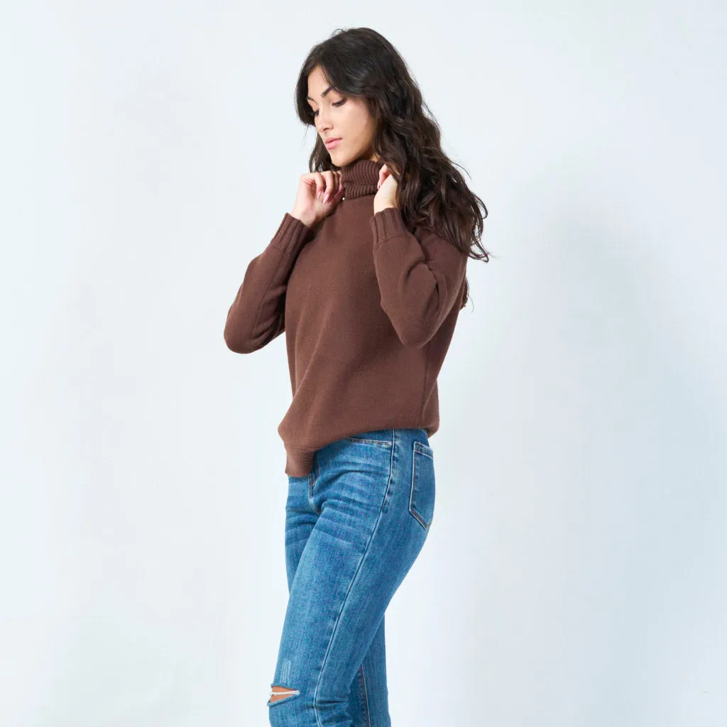 Ribbed funnel neck sweater wholesale