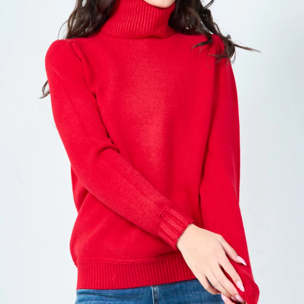 Ribbed funnel neck sweater wholesale