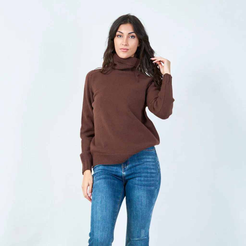 Ribbed funnel neck sweater wholesale