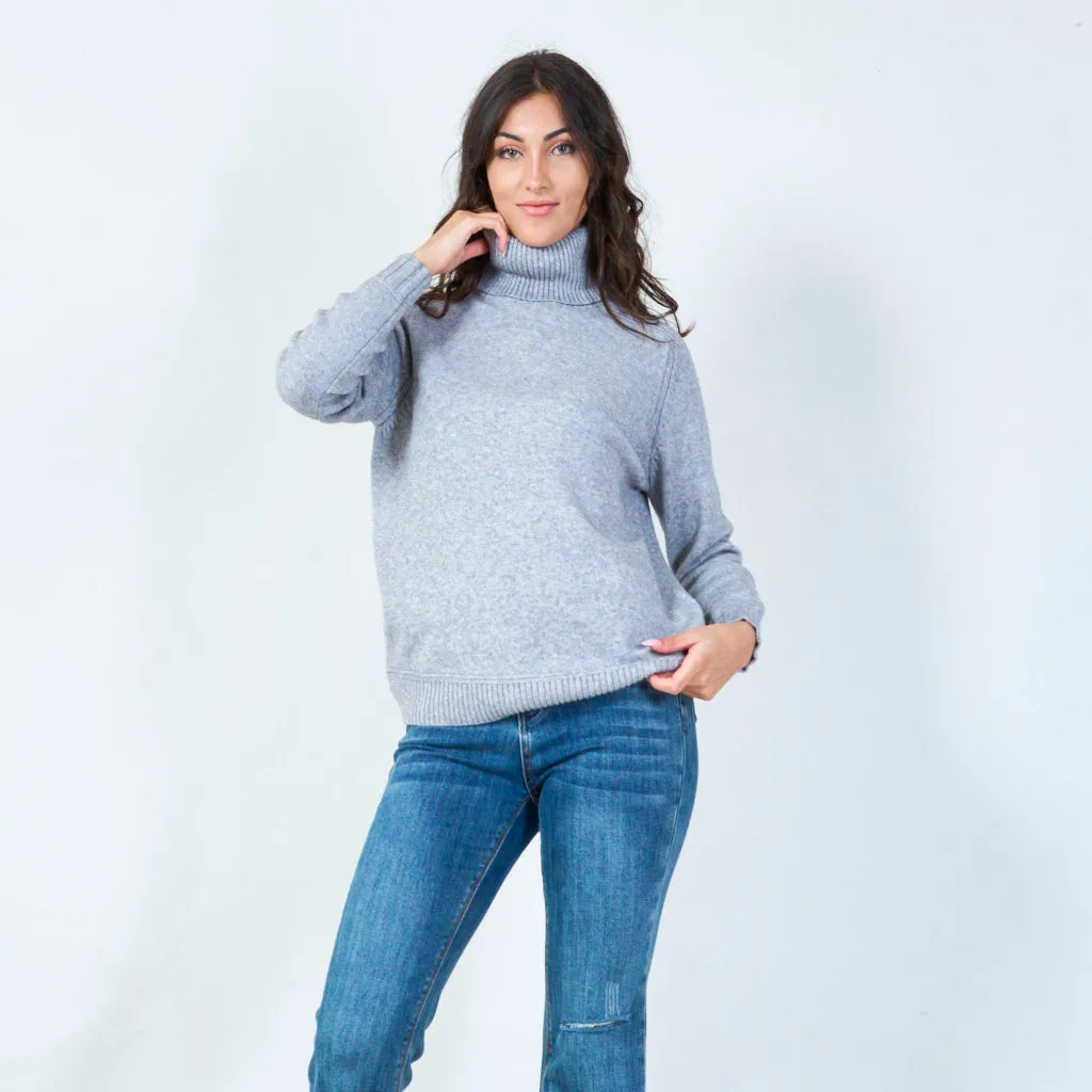 Ribbed funnel neck sweater wholesale