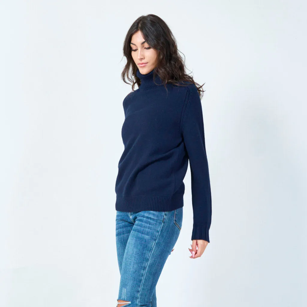 Ribbed funnel neck sweater wholesale