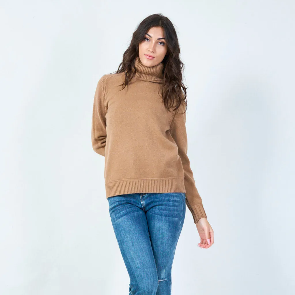 Ribbed funnel neck sweater wholesale