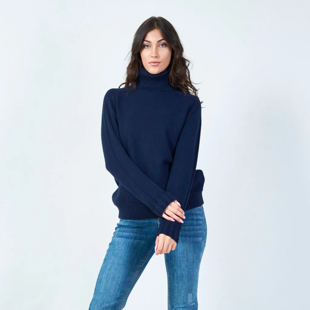 Ribbed funnel neck sweater wholesale