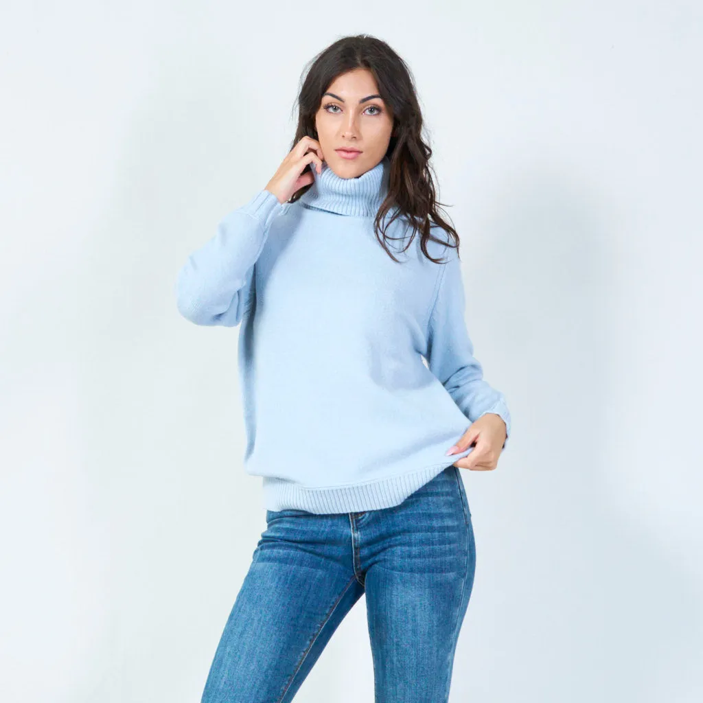 Ribbed funnel neck sweater wholesale