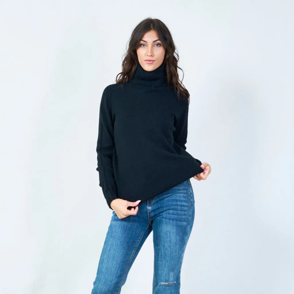 Ribbed funnel neck sweater wholesale