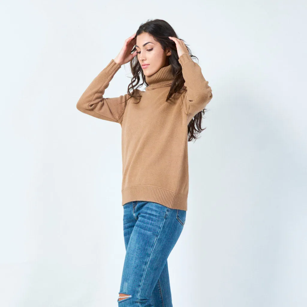 Ribbed funnel neck sweater wholesale