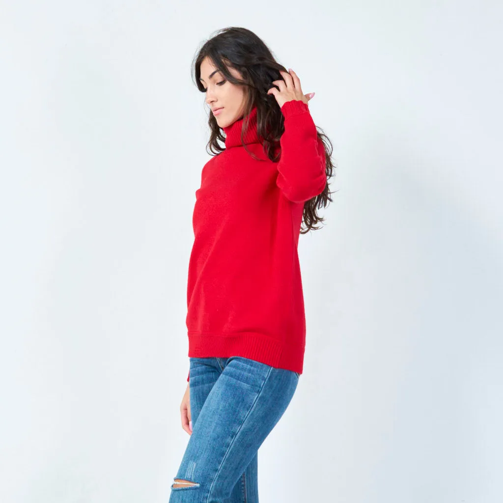 Ribbed funnel neck sweater wholesale