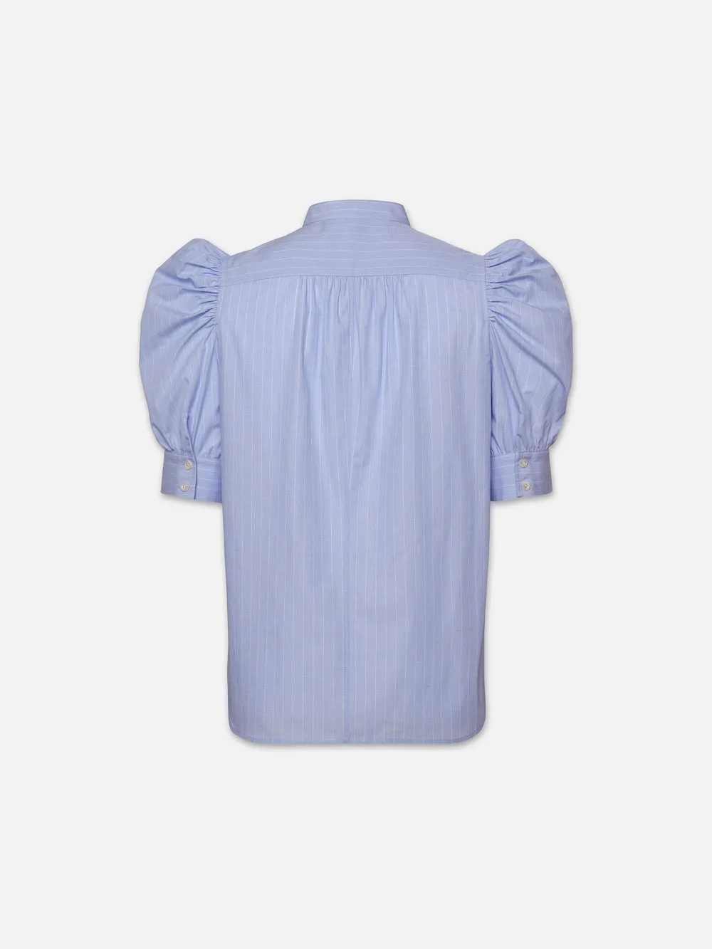 Ruched Puff Sleeve Shirt -- Chambray Blue