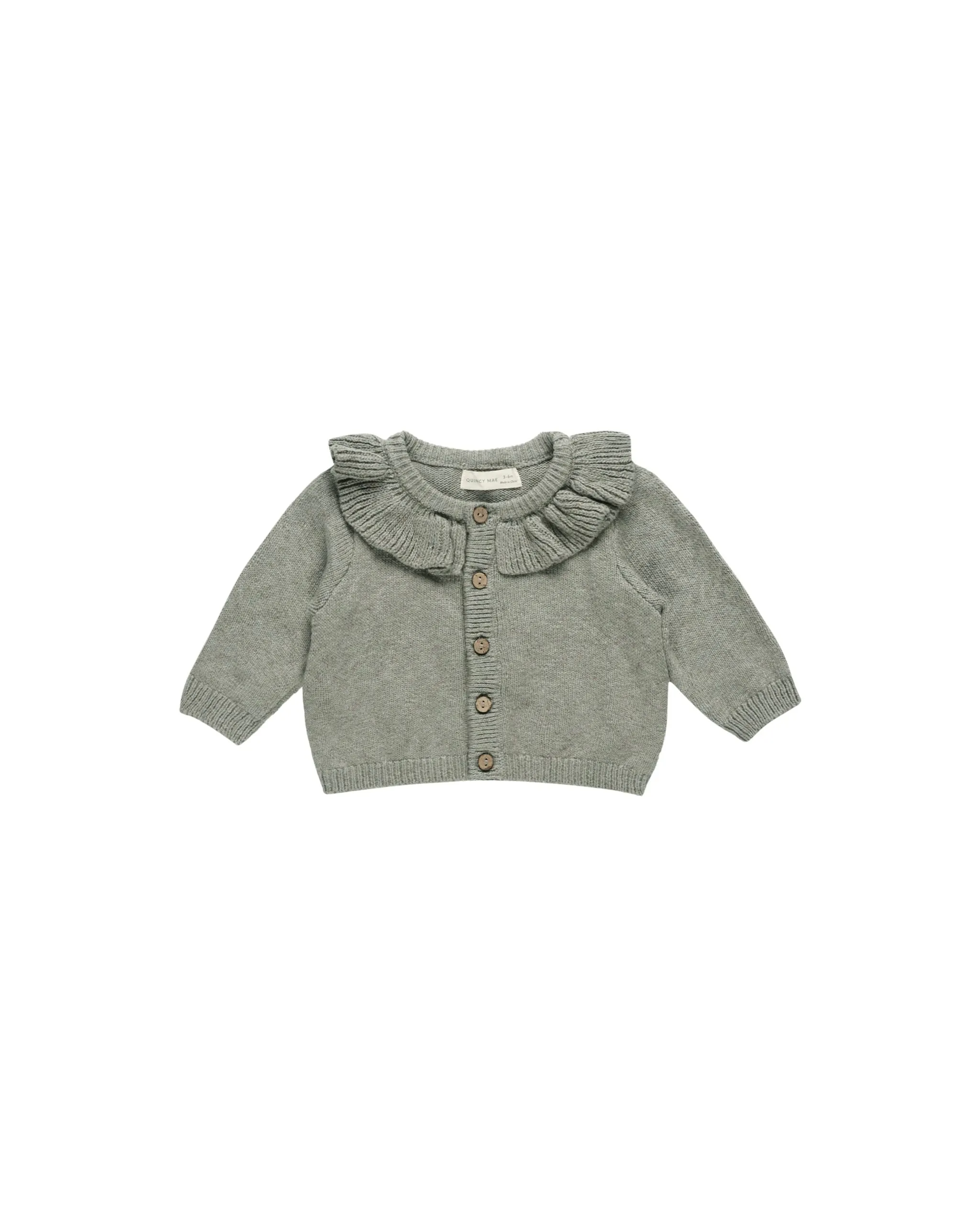 Ruffle Collar Cardigan - Basil