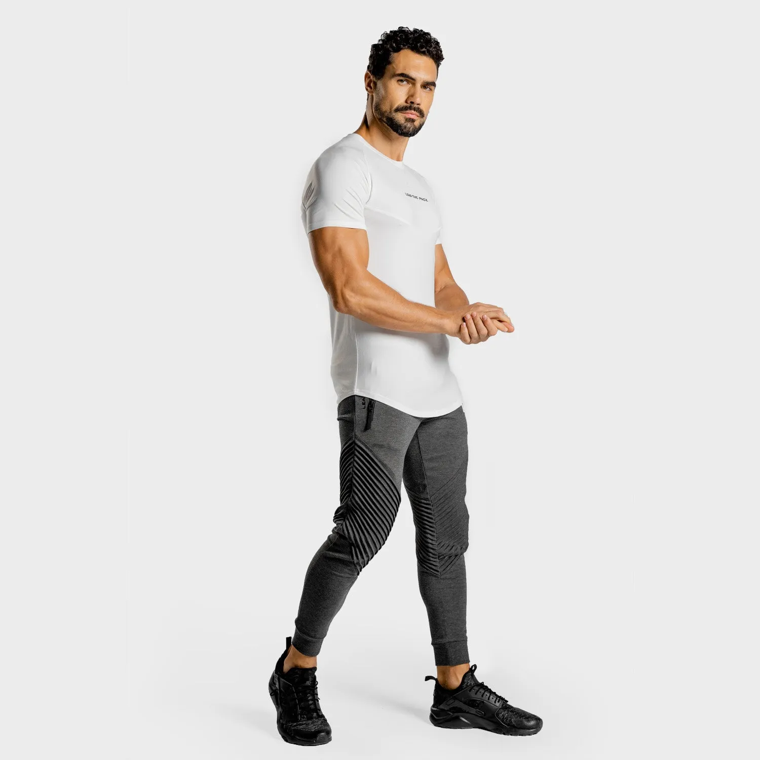 Statement Ribbed Joggers- Melange Grey