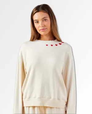 Super Soft Sweatshirt Off White Hearts