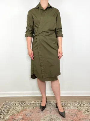 The Midi Shirt Dress Paper Cotton in Army