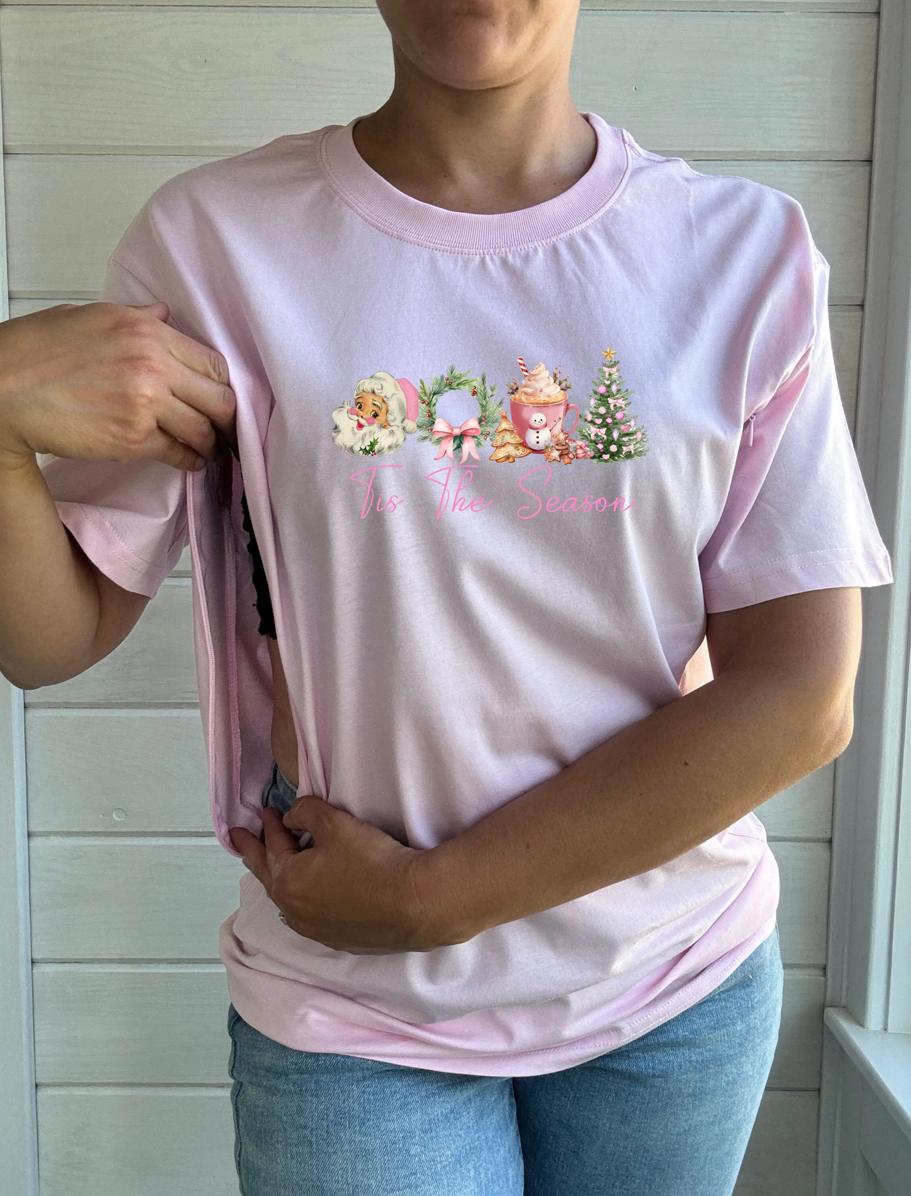 Tis The Season Pink Solid Comfort Tee