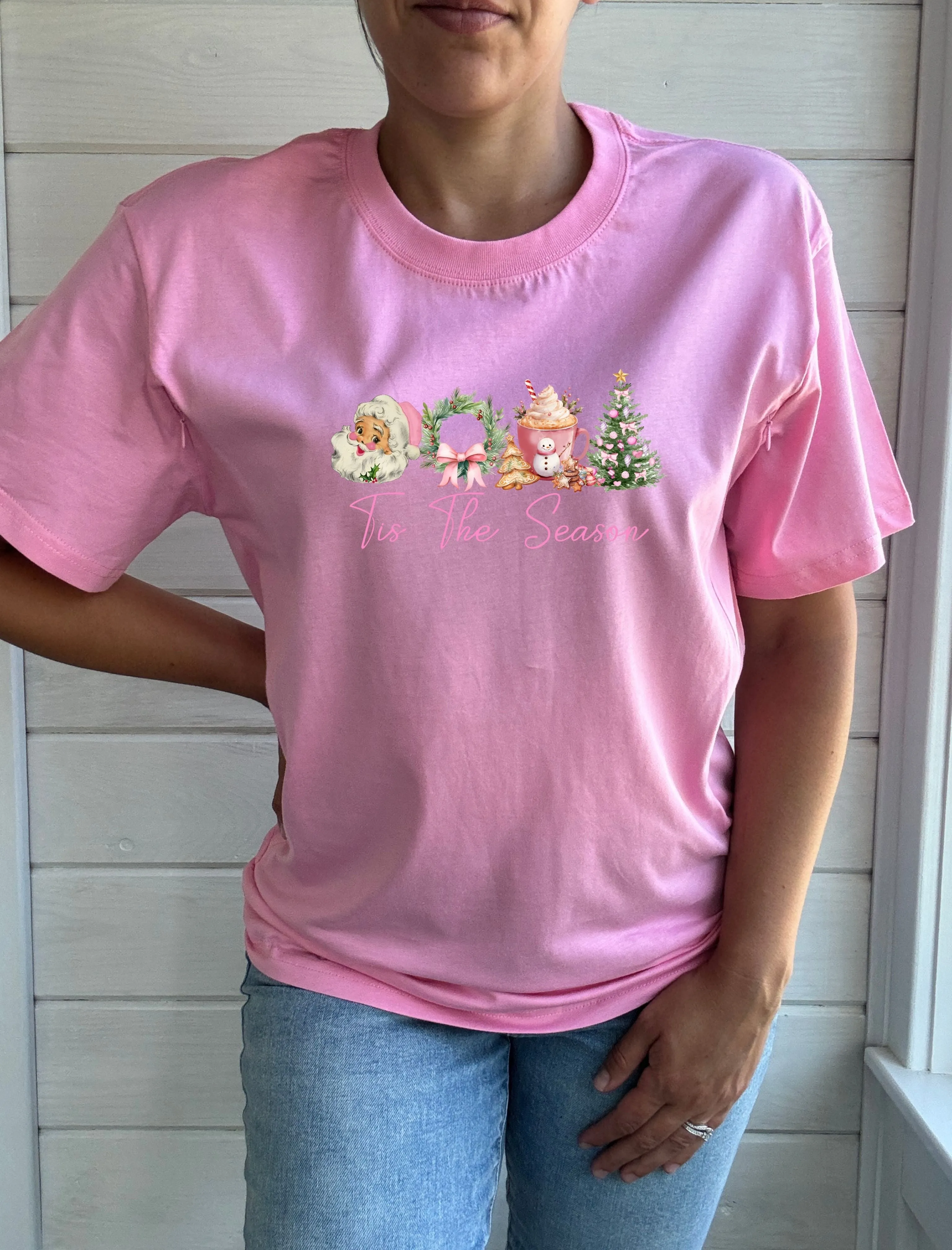 Tis The Season Pink Solid Comfort Tee