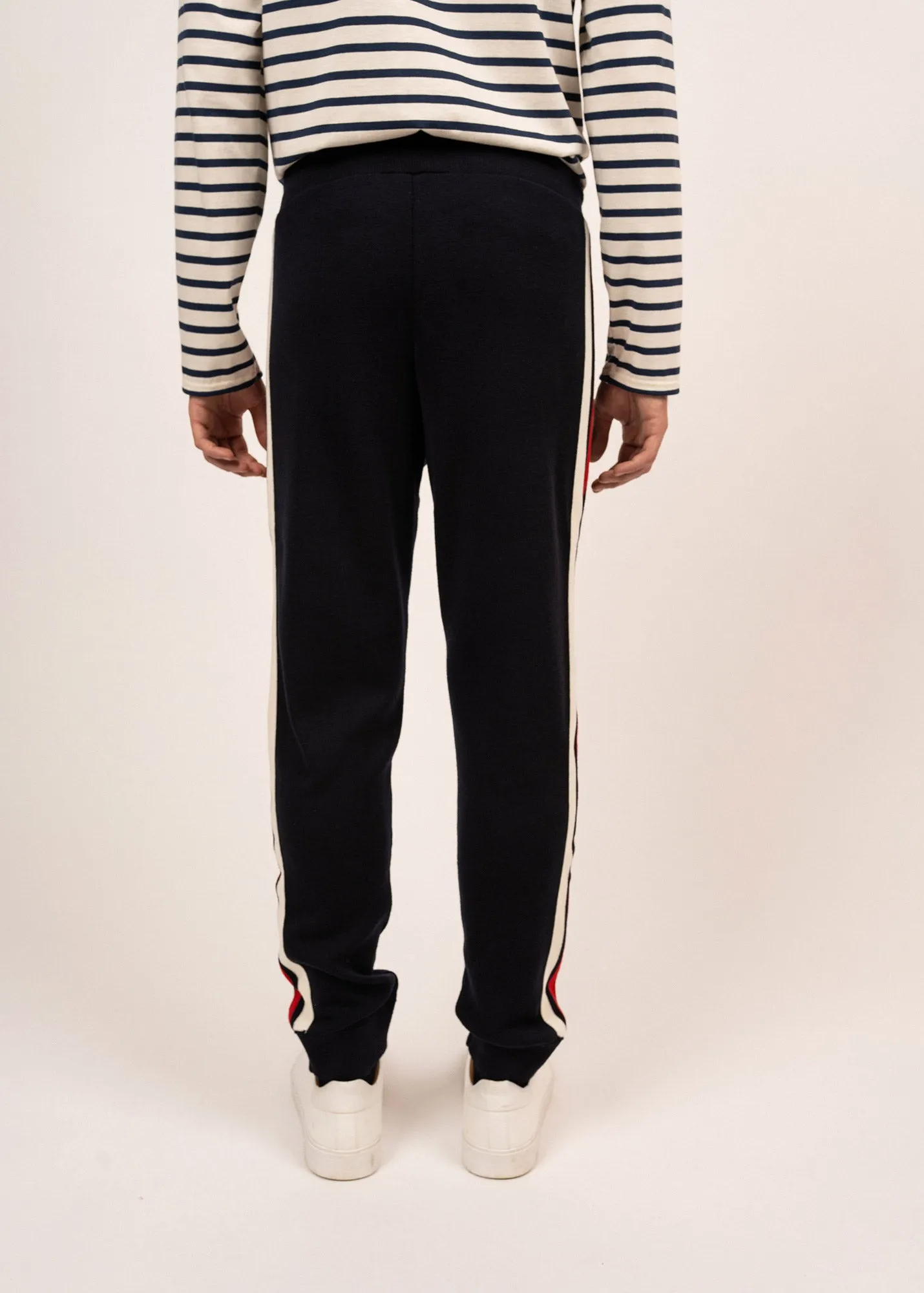 Viking wool pants with contrasting stripes - SAINT JAMES x Kappa (NAVY/ECUME/TULIPE)