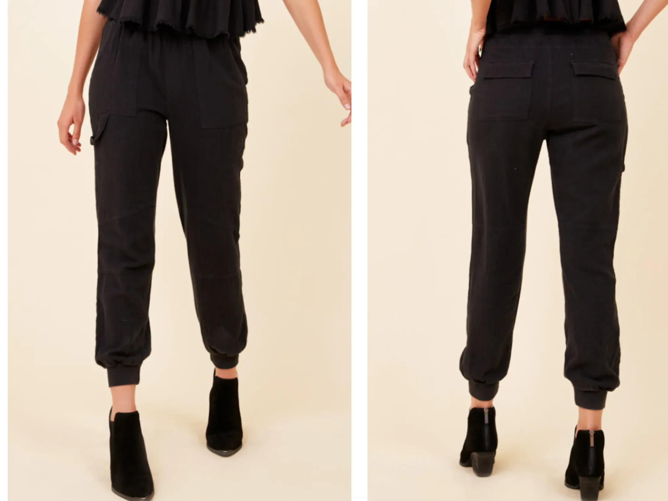 Vintage Havana Washed Black Twill Gauze Seam Jogger