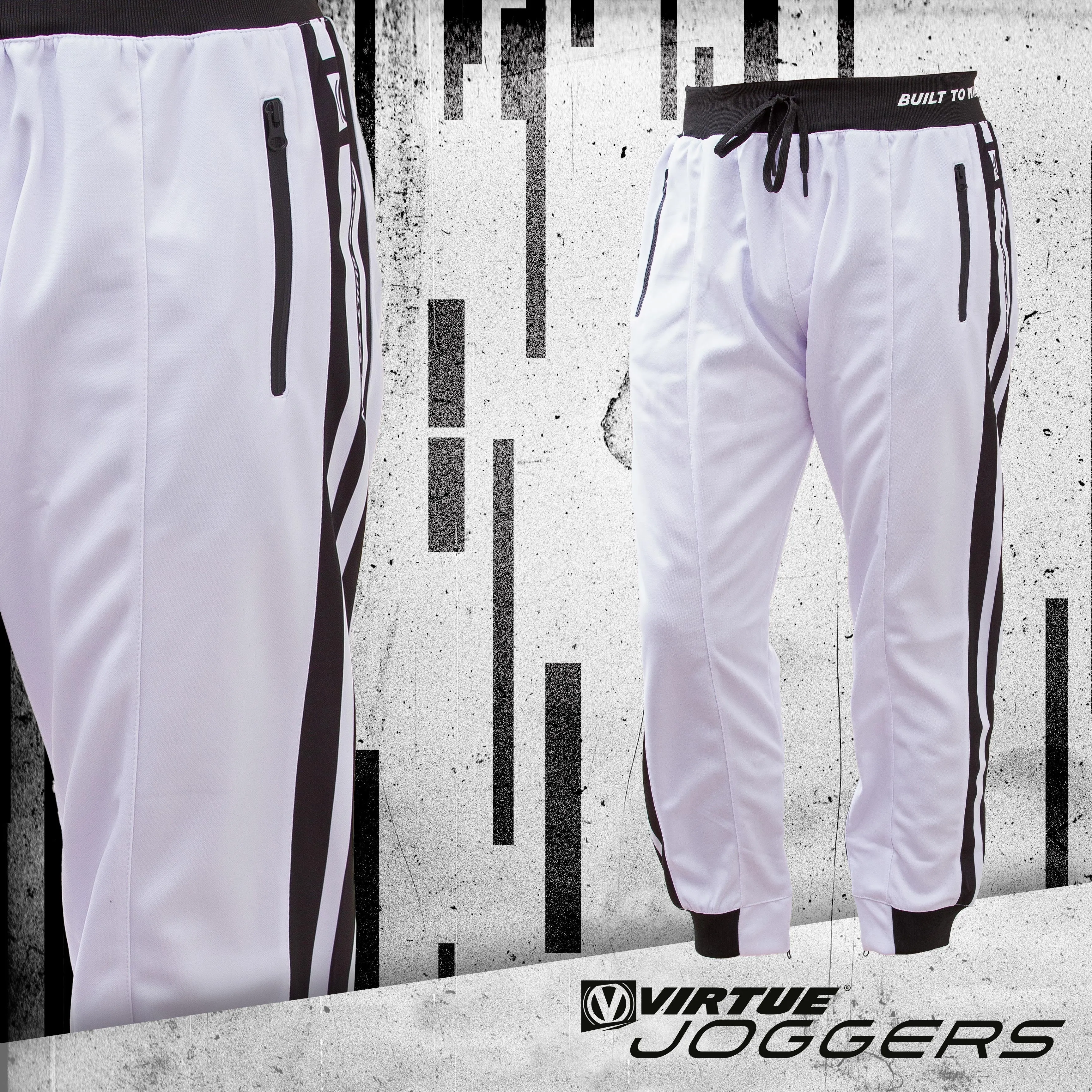 Virtue Jogger Pants - Built to Win - Striped / White